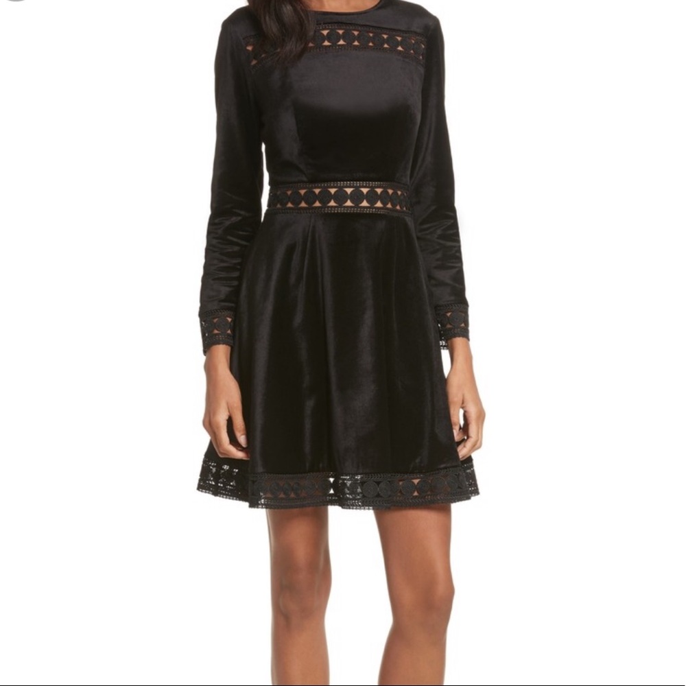 COPY - Ted Baker London Velvet and Lace dress sz 1 black